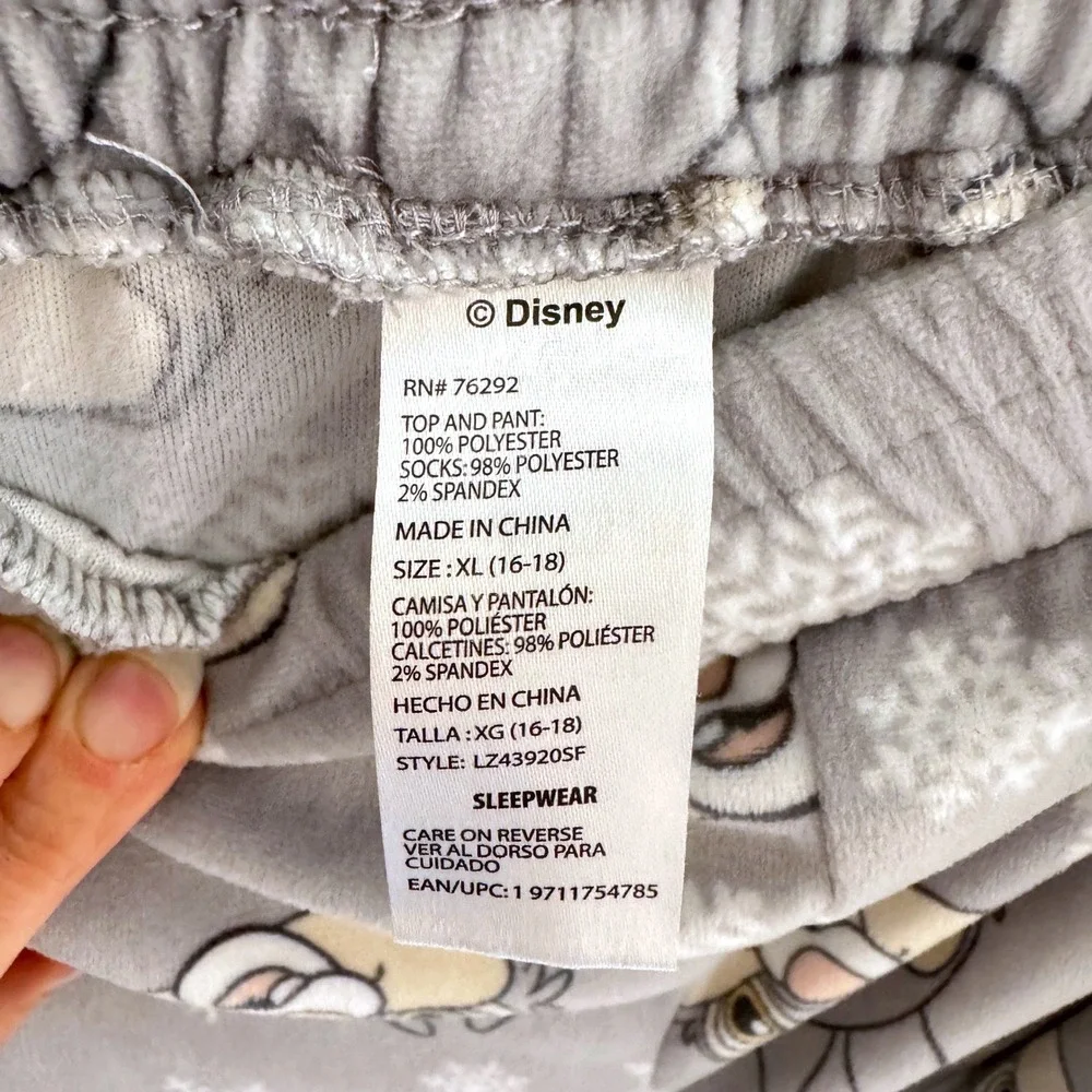Disney‎ Thumper Bambi Fleece Pajama Pants Gray Snowflake XL 16-18